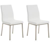CLP Juego de 2 sillas de comedor Colmar – Símil cuero, estructura acero inoxidable, blanco