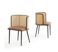 Set de 2 sillas de comedor flen polipiel ratán 75x52x49cm - marrón/negro [en.casa]