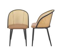 Set de 2 sillas de comedor gagnef polipiel / metal / ratán 82 x 56 x 55 cm - marrón y negro [en.casa]