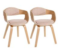 CLP Sillas ergonómicas Kingston - Juego de 2, respaldo envolvente/base madera, Natural/Crema