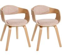 CLP Sillas ergonómicas Kingston - Juego de 2, respaldo envolvente/base madera, Natural/Crema