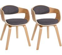 Set de 2 sillas de comedor kingston de tela y madera natural/gris claro 46x49x73 cm