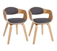Set De 2 Sillas De Comedor Kingston De Tela Y Madera Natural/gris Claro 46x49x73 Cm Clp