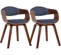 Set de 2 sillas de comedor kingston de tela y madera nogal/azul 46x49x73 cm