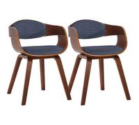 Set De 2 Sillas De Comedor Kingston De Tela Y Madera Nogal/azul 46x49x73 Cm Clp
