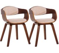 Set de 2 sillas de comedor kingston de tela y madera nogal/crema 46x49x73 cm