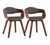 Set De 2 Sillas De Comedor Kingston De Tela Y Madera Nogal/gris Claro 46x49x73 Cm Clp