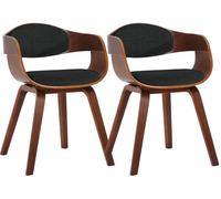 Set de 2 sillas de comedor kingston de tela y madera nogal/negro 46x49x73 cm