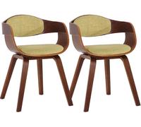Set de 2 sillas de comedor kingston de tela y madera nogal/verde claro 46x49x73 cm