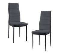 Set de 2 sillas de comedor lidköping con respaldo alto tapizada cuero sintético mate 96x43x52 cm - gris [en.casa]