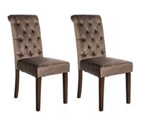 Set De 2 Sillas De Comedor Lisburn En Tela O Terciopelo Marrón 63x45x98 Cm Clp