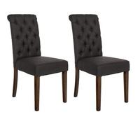Set De 2 Sillas De Comedor Lisburn En Tela O Terciopelo Negro 63x45x98 Cm Clp