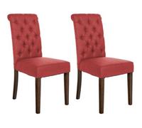 Set De 2 Sillas De Comedor Lisburn En Tela O Terciopelo Rojo 63x45x98 Cm Clp