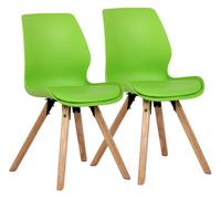 CLP Juego de 2 sillas de comedor acolchadas Luna, modernas sillas tapizadas con respaldo, color verde. Material: plástico