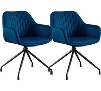 Set de 2 sillas de comedor novanis terciopelo azul oscuro 58x58x81 cm