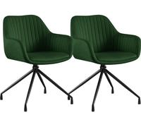 Set de 2 sillas de comedor novanis terciopelo verde 58x58x81 cm