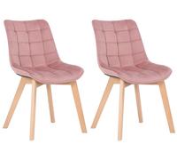 Set de 2 Sillas de comedor Passaic en terciopelo Rosado