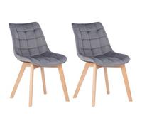 Set De 2 Sillas De Comedor Passaic En Terciopelo Gris 61x46x82 Cm Clp