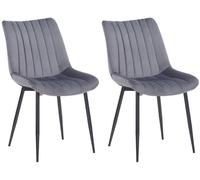 Set de 2 sillas de comedor rahden en terciopelo gris 61x46x82 cm