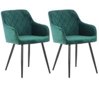 CLP, juego de 2 sillas de comedor Shila, color verde. Material: terciopelo