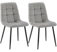 CLP Set de 2 sillas de Comedor Tilde en Terciopelo o Tela I Butacas de salón Acolchadas con Base metálica & Respaldo, Color:Gris, Material:Terciopelo