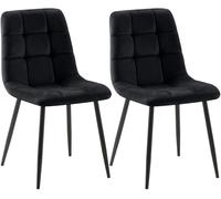 Lote de 2 sillas de comedor tilde terciopelo negro 55x45x84 cm