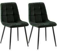 CLP Juego de 2 sillas de Comedor Tilde I Sillas de Cocina tapizadas con Funda Acolchada I Sillas tapizadas con armazón de Metal, Color:Verde Claro, Material:Terciopelo