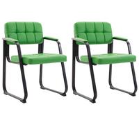 CLP Set De 2 Sillas De Coferencia Canada B Tapizadas En Polipiel I Sillas Confidente con Base Metálica & Reposabrazos, Color:Verde Claro