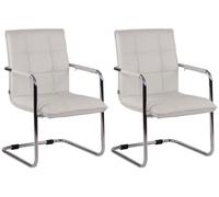 Set de 2 sillas de conferencia gandia simil cuero blanco 64x57x89 cm