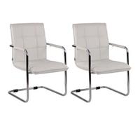 Set de 2 sillas de conferencia gandia simil cuero blanco 64x57x89 cm
