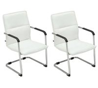 CLP Sillas Cantilever Juego de 2 con reposabrazos Seattle, sillas de Comedor Modernas tapizadas con Cuero sintético, Color:Blanco