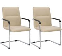 Set de 2 sillas de conferencia seattle asiento de forma ergonómica con reposabrazos y base de metal robusto color crema