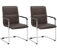 CLP Sillas Cantilever Juego de 2 con reposabrazos Seattle, sillas de Comedor Modernas tapizadas con Cuero sintético, Color:marrón