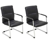 Set de 2 sillas de conferencia seattle asiento de forma ergonómica con reposabrazos y base de metal robusto color negro