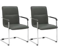 Set de 2 sillas de conferencia seattle asiento de forma ergonómica con reposabrazos y base de metal robusto color gris