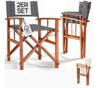 CASARIA 2X Sillas Director Plegables Acolchadas Madera Eucalipto Cert. FSC | Asiento y Respaldo Acolchados, Reposabrazos, Carga 160 kg, Funda Lavable 30 °C, Exterior, Jardín, Balcón, Camping