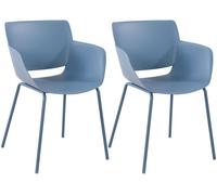 Set de 2 sillas de jardín alpena plástico azul 54x58x80 cm