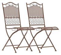 CLP Set de 2 sillas de Jardin Plegables Kiran, sillas romanticas de Hierro Estilo modernista, Ideales para terraza, Balcon y Jardin, Color:Antiguo marrón