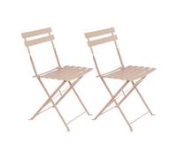 Set de 2 sillas de jardín plegables Sira con láminas curvas de acero de 80x46x41 cm Lola Home Taupe