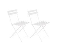 Set de 2 sillas de jardín plegables Sira con láminas curvas de acero de 80x46x41 cm Lola Home White
