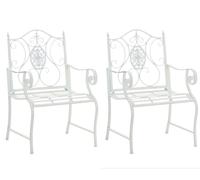 Set de 2 sillas de jardín punjab en hierro metal blanco 53x62x94 cm
