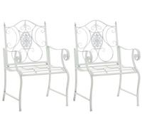 Set de 2 sillas de jardín punjab en hierro metal blanco antiguo 53x62x94 cm