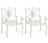 Set de 2 sillas de jardín punjab en hierro metal crema antiguo 53x62x94 cm