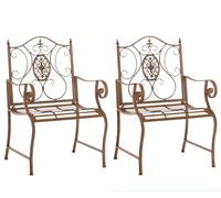 Set de 2 sillas de jardín punjab en hierro metal marrón antiguo 53x62x94 cm