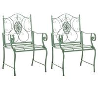 Set de 2 sillas de jardín punjab en hierro metal verde antiguo 53x62x94 cm