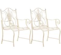CLP Trading GmbH – Set de 2 sillas de jardín Punjab en hierro metal, crema antiguo, 53x62x94 cm