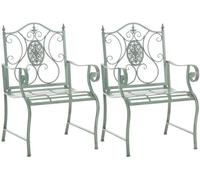 CLP Juego de 2 sillas de jardín Punjab de Estilo casa de Campo I Silla de Hierro Lacado I Silla de jardín Extra Robusta, Color:Antiguo-Verde