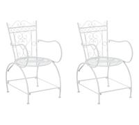 CLP Set De 2 Sillas De Jardín Sheela con Reposabrazos & Reposapiés I Sillas De Hierro para Exterior o Interior Color:Blanco