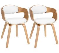 Set de 2 sillas de salón kingston en polipiel simil cuero natural/blanco 46x49x73 cm