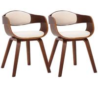 Set de 2 sillas de salón kingston en polipiel simil cuero nogal/crema 46x49x73 cm